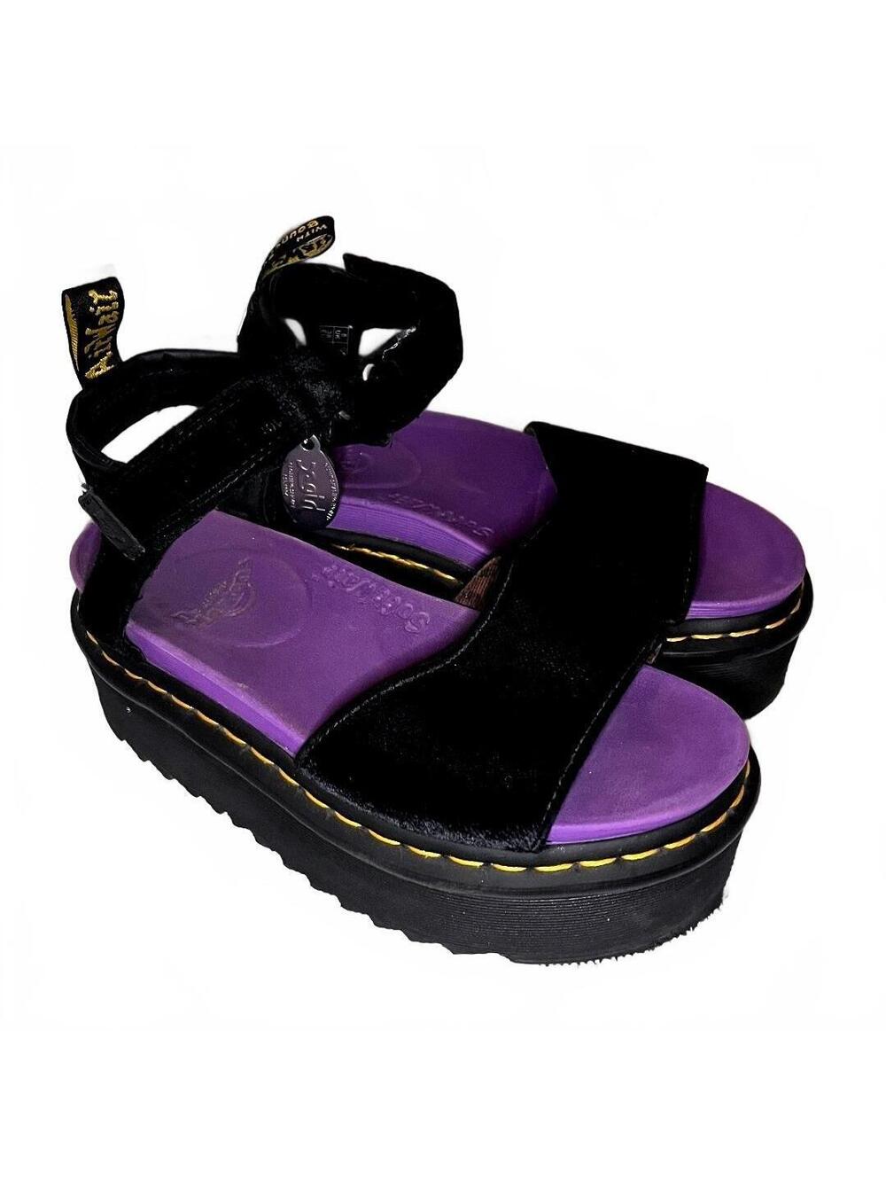 Dr. Martens X-Girl Black Velvet Platform Strap Sandals Women’s Size 7